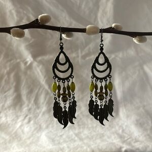 Boho Chic Jade and Bronze Earrings